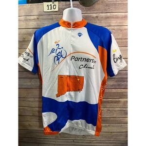 Peak 1 Sports Partners in Climb Cycling Jersey Mens 2XL White Orange Blue